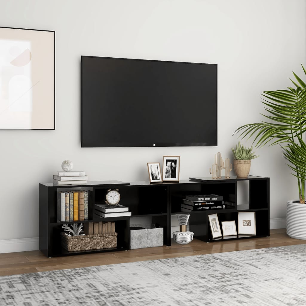 vidaXL Mueble de TV madera contrachapada negro 149x30x52 cm