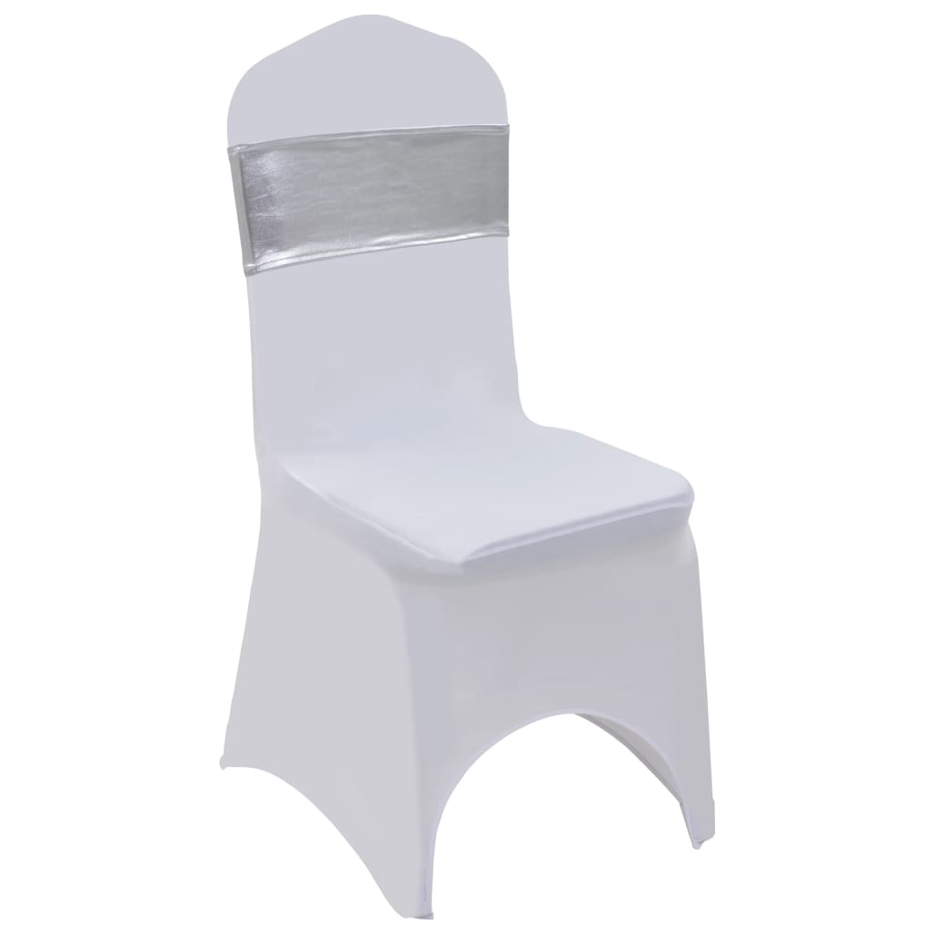 vidaXL Lazo de silla elástico 25 uds con broche de diamante plateado