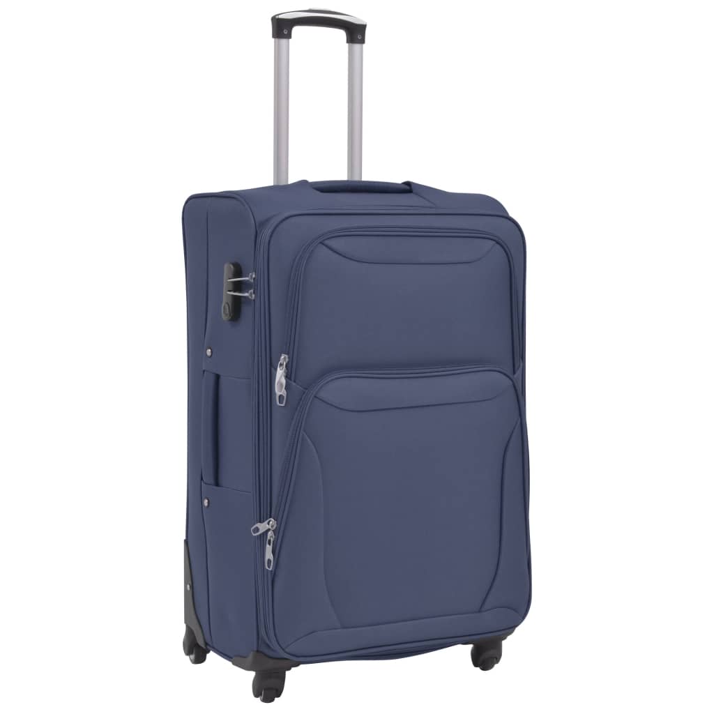 vidaXL Juego de 3 maletas blandas azul marino
