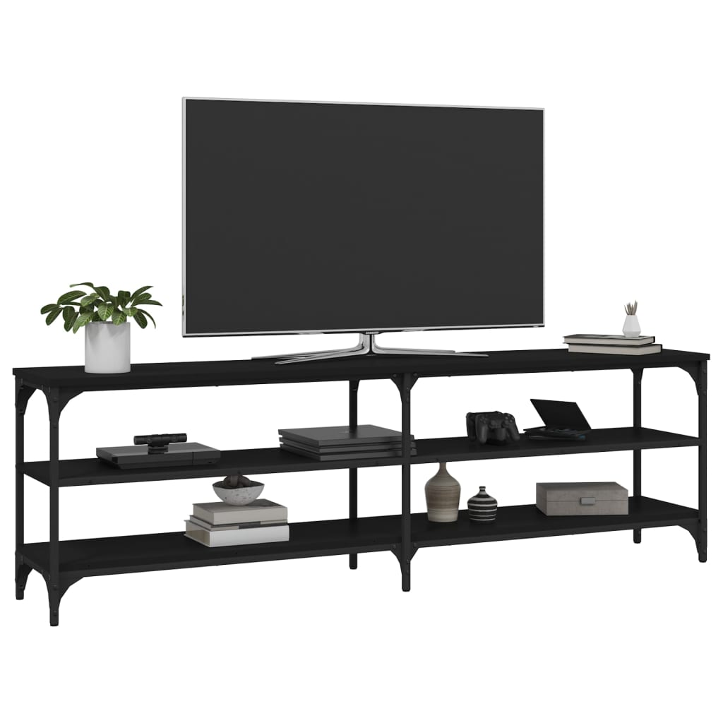 vidaXL Mueble de TV madera contrachapada negro 160x30x50 cm
