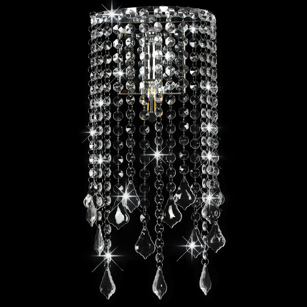 vidaXL Lámpara de pared con cuentas cristal plateado rectangular E14