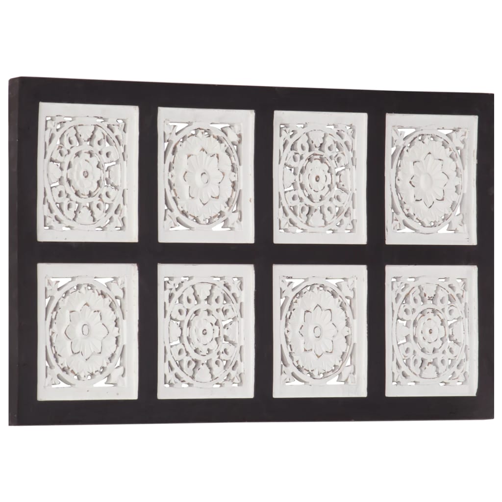vidaXL Panel de pared tallado a mano MDF negro y blanco 40x80x1,5 cm