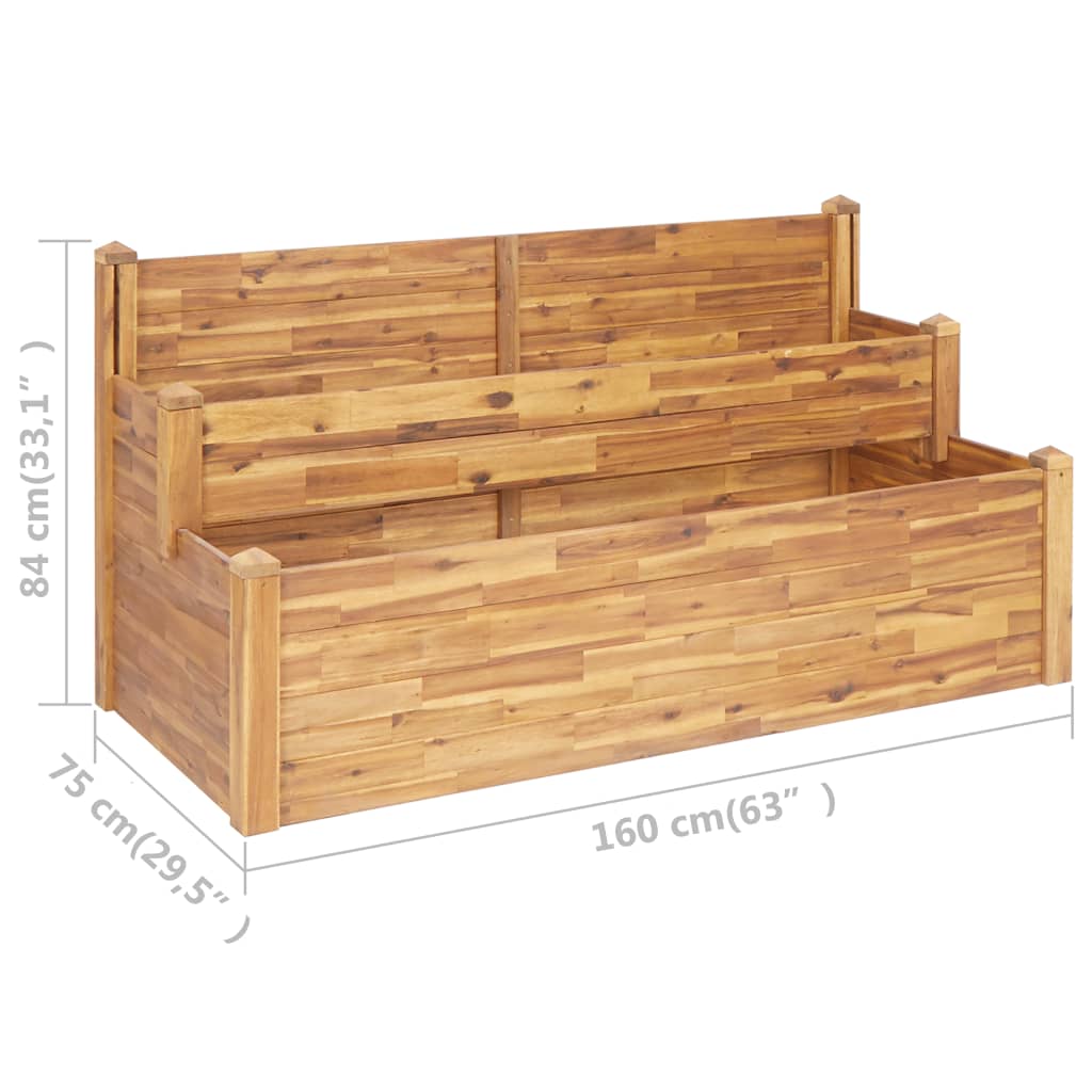 vidaXL Jardinera de 2 niveles madera maciza de acacia 160x75x84 cm