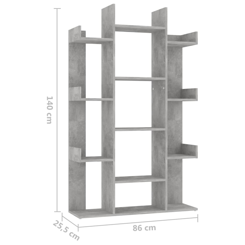 vidaXL Librería de madera contrachapada gris hormigón 86x25,5x140 cm