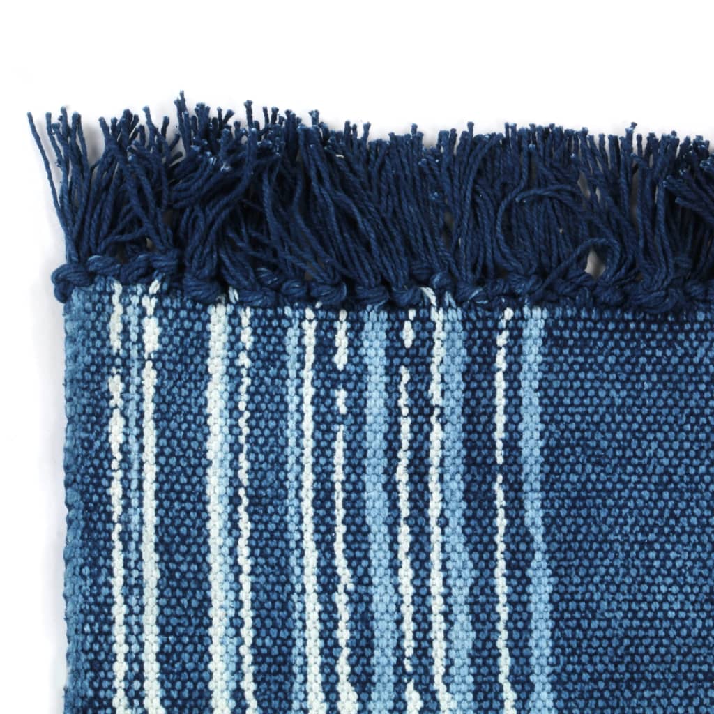 vidaXL Alfombra de algodón Kilim con estampado azul 160x230 cm