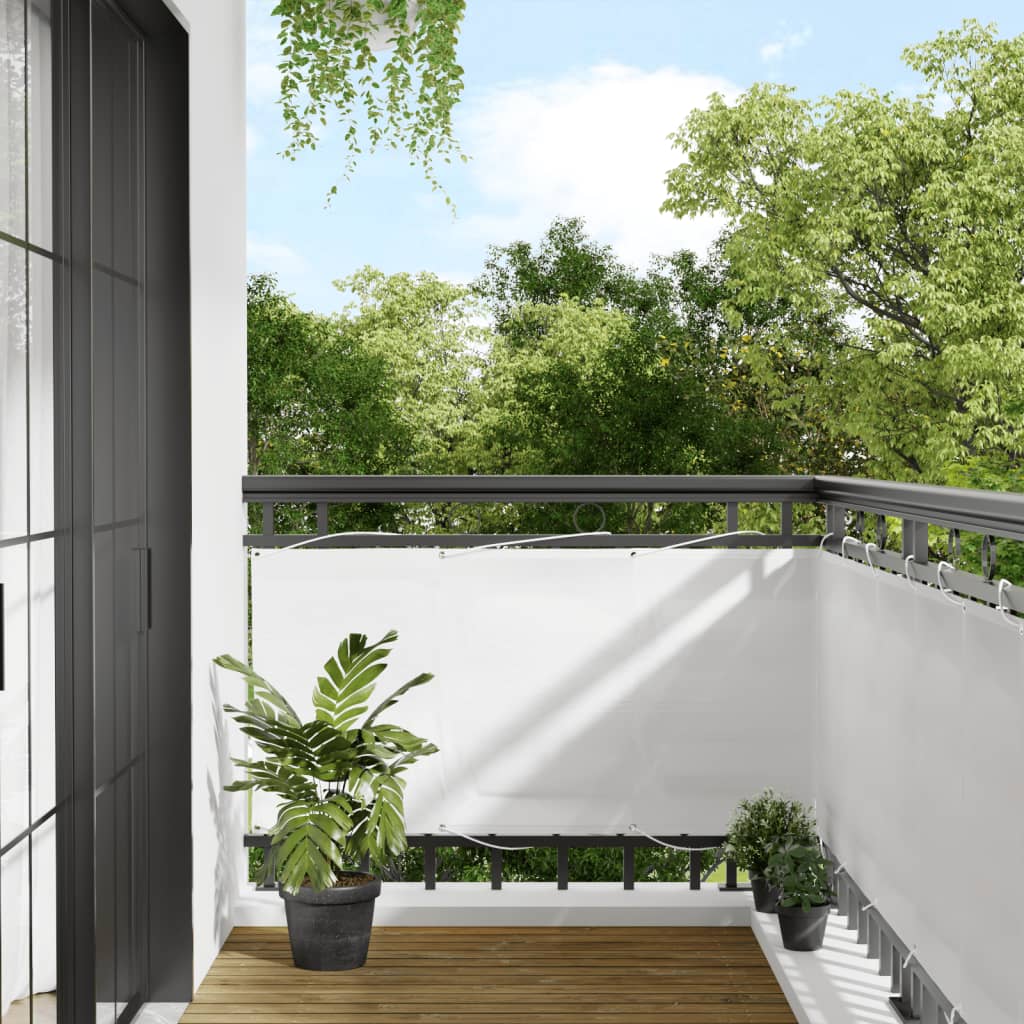 vidaXL Pantalla de balcón 100% poliéster Oxford blanco 75x1000 cm