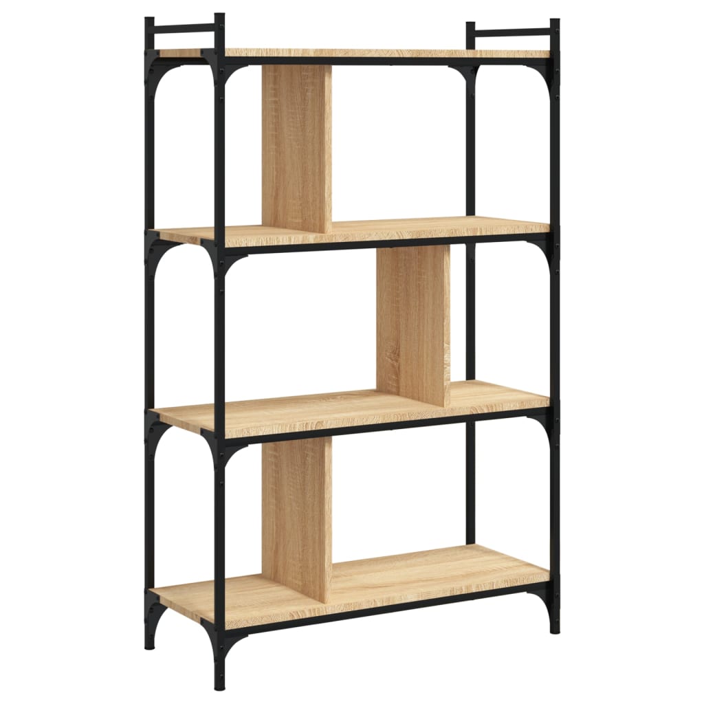 vidaXL Librería 4 estantes madera ingeniería roble Sonoma 76x32x123 cm