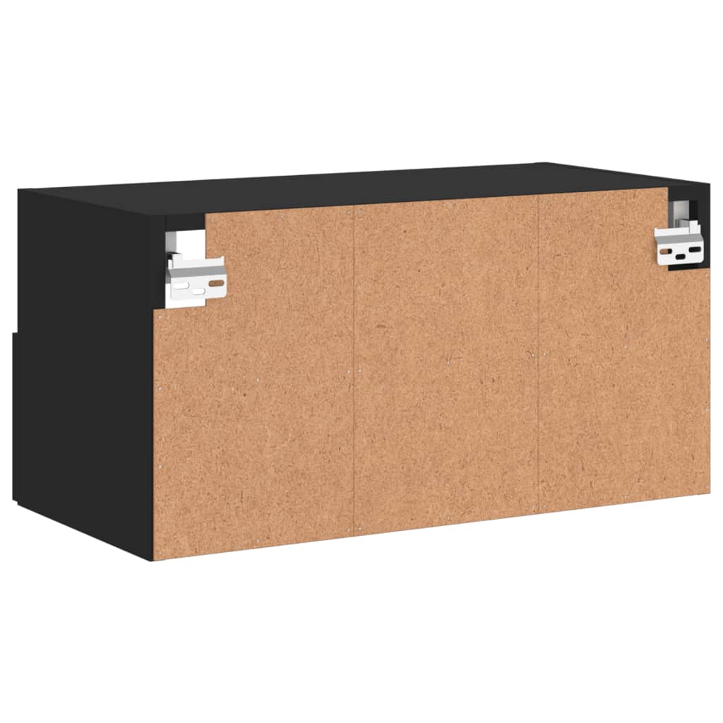 vidaXL Mueble de TV de pared madera de ingeniería negro 60x30x30 cm