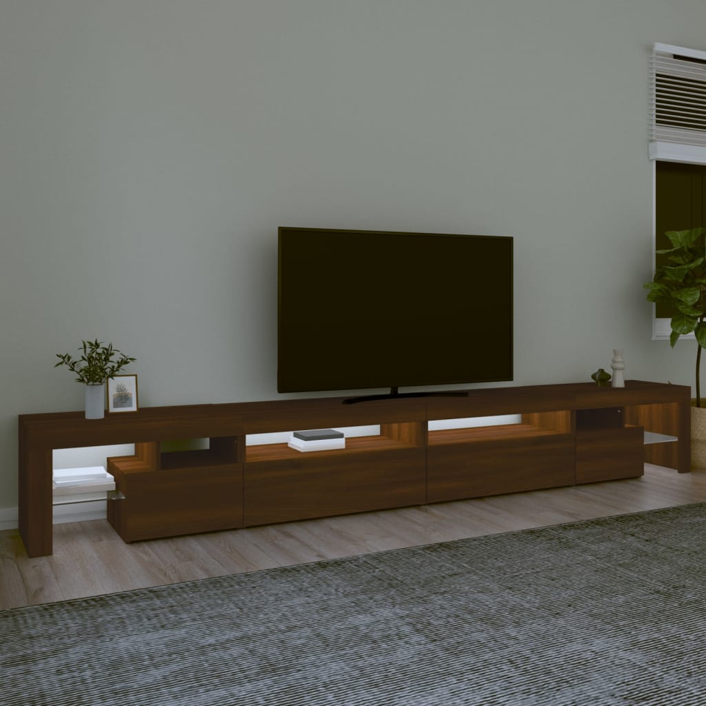 vidaXL Mueble de TV con luces LED marrón roble 290x36,5x40 cm