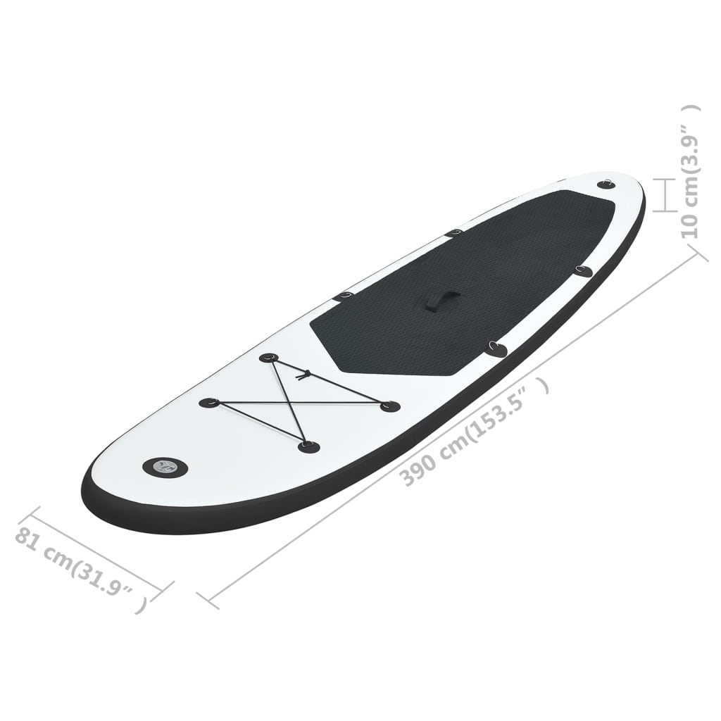 vidaXL Juego de tabla de paddle surf hinchable blanco y negro
