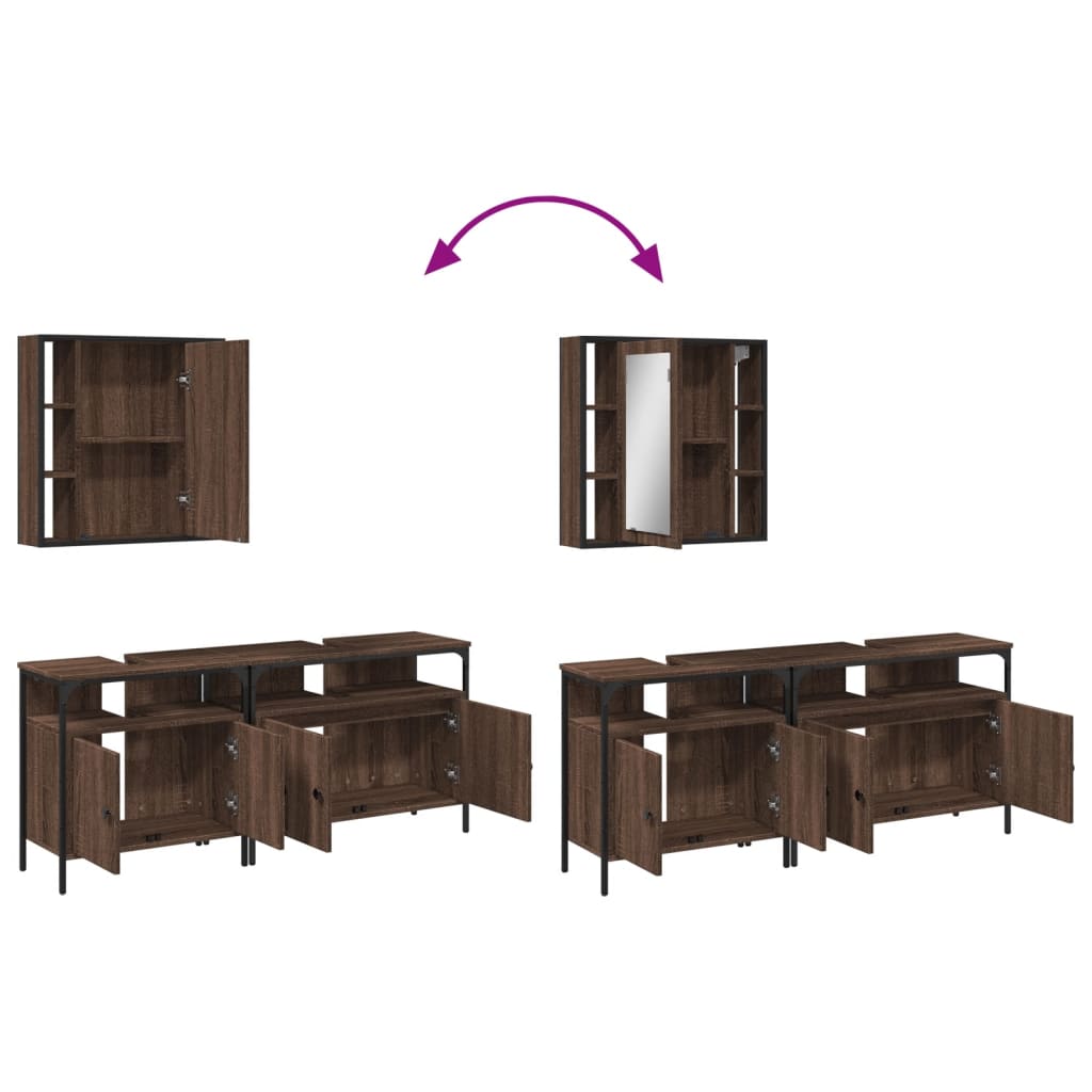 vidaXL Set de muebles de baño 3 pzas madera contrachapada roble marrón