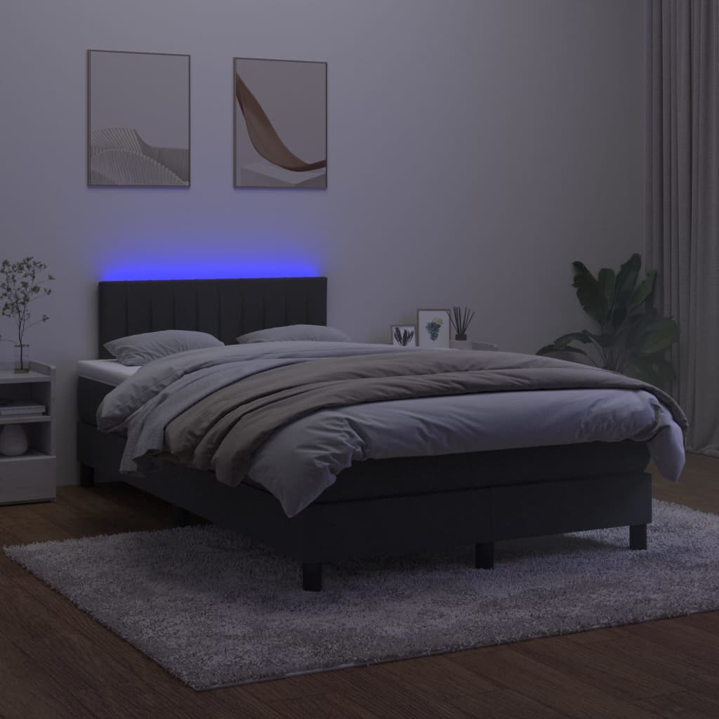 vidaXL Cama box spring colchón y LED terciopelo negro 120x200 cm