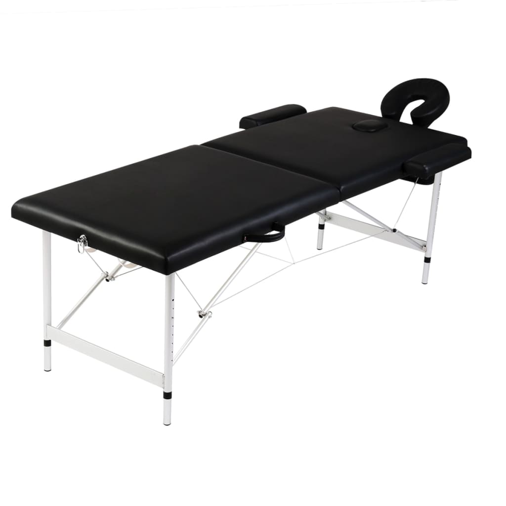 vidaXL Camilla de masaje plegable 2 zonas estructura de aluminio negra