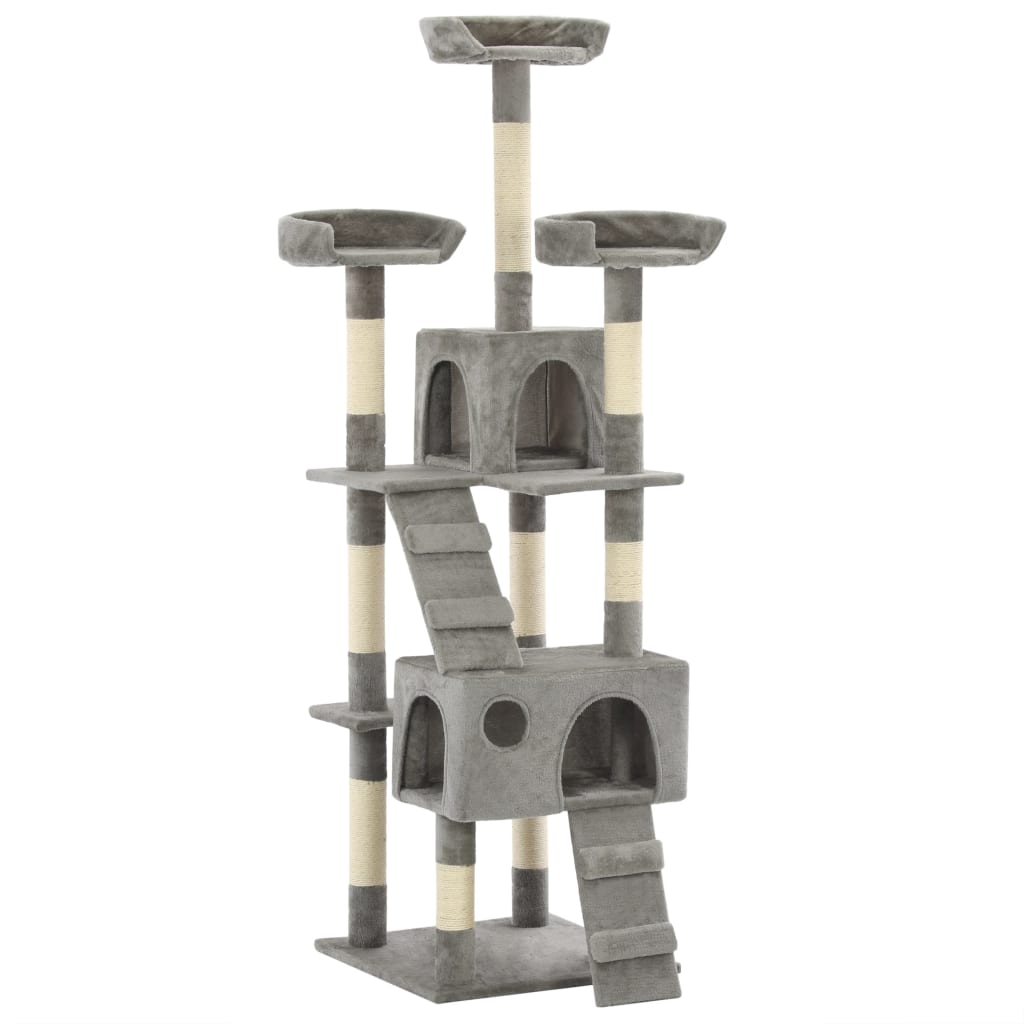 vidaXL Rascador para gatos con poste rascador de sisal 170 cm gris