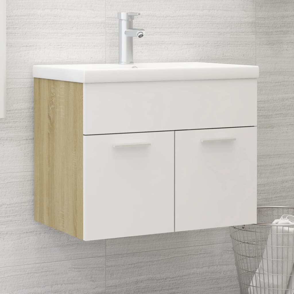 vidaXL Armario para lavabo contrachapada blanco roble 60x38,5x46 cm