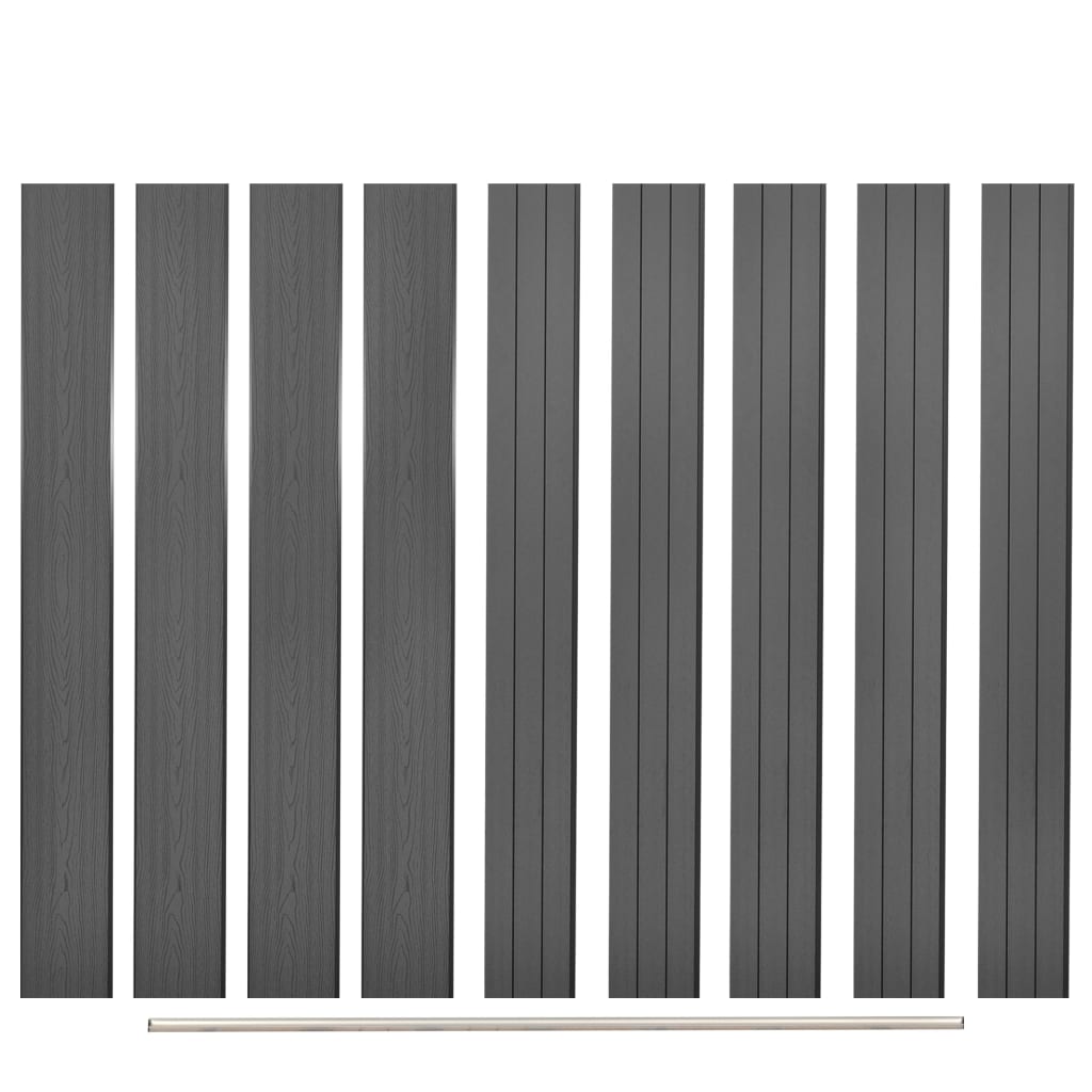 vidaXL Tableros de valla de repuesto 9 uds WPC gris 170 cm