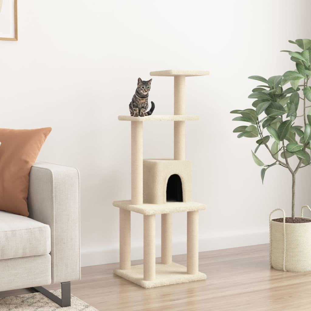 vidaXL Rascador para gatos con postes de sisal crema 105 cm