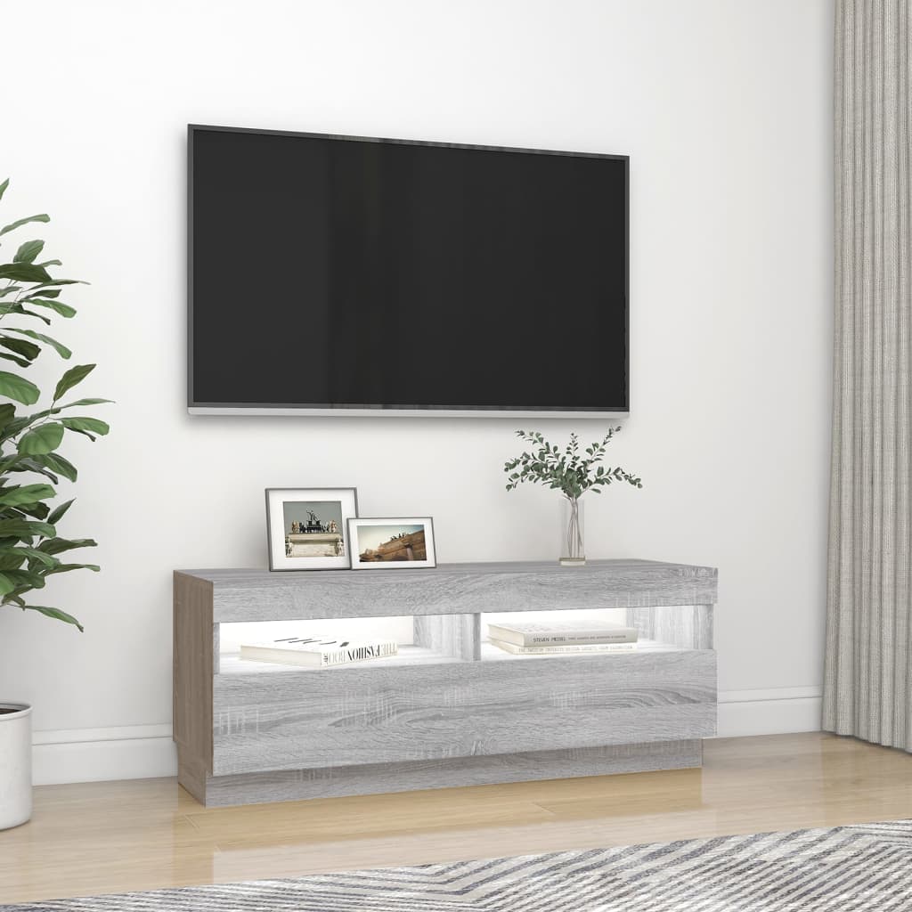 vidaXL Mueble de TV con luces LED gris Sonoma 100x35x40 cm