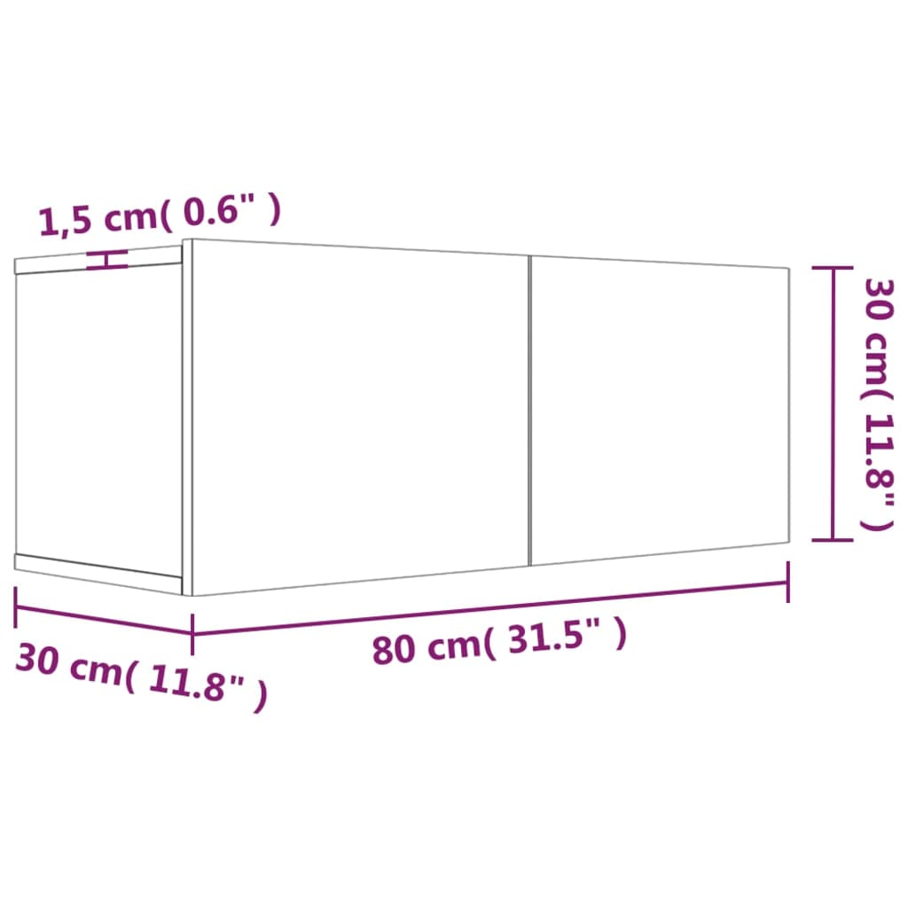 vidaXL Mueble para TV madera contrachapada gris Sonoma 80x30x30 cm