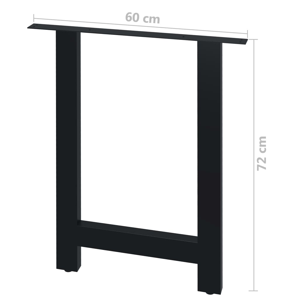 vidaXL Patas de mesa de comedor 2 unidades forma de H 60x72 cm