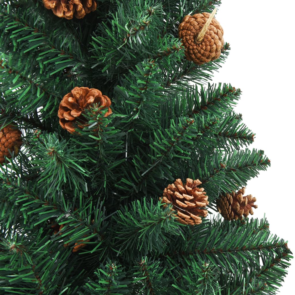 vidaXL Árbol de Navidad delgado con luces y bolas verde 150 cm