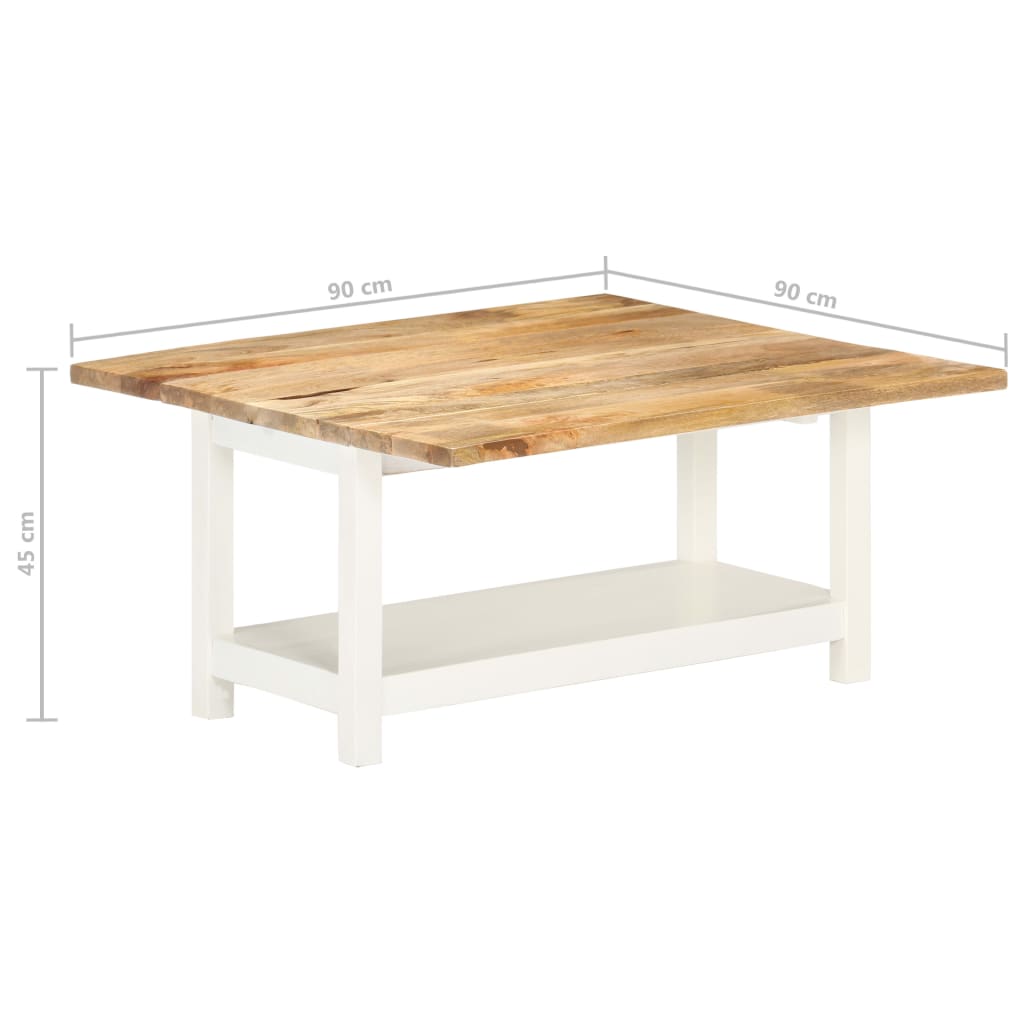 vidaXL Mesa de centro extensible madera mango blanca 90x(45-90)x45 cm