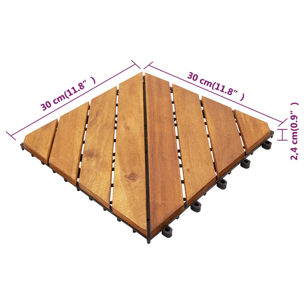 vidaXL Baldosas de porche de madera de acacia 20 pzas marrón 30x30 cm