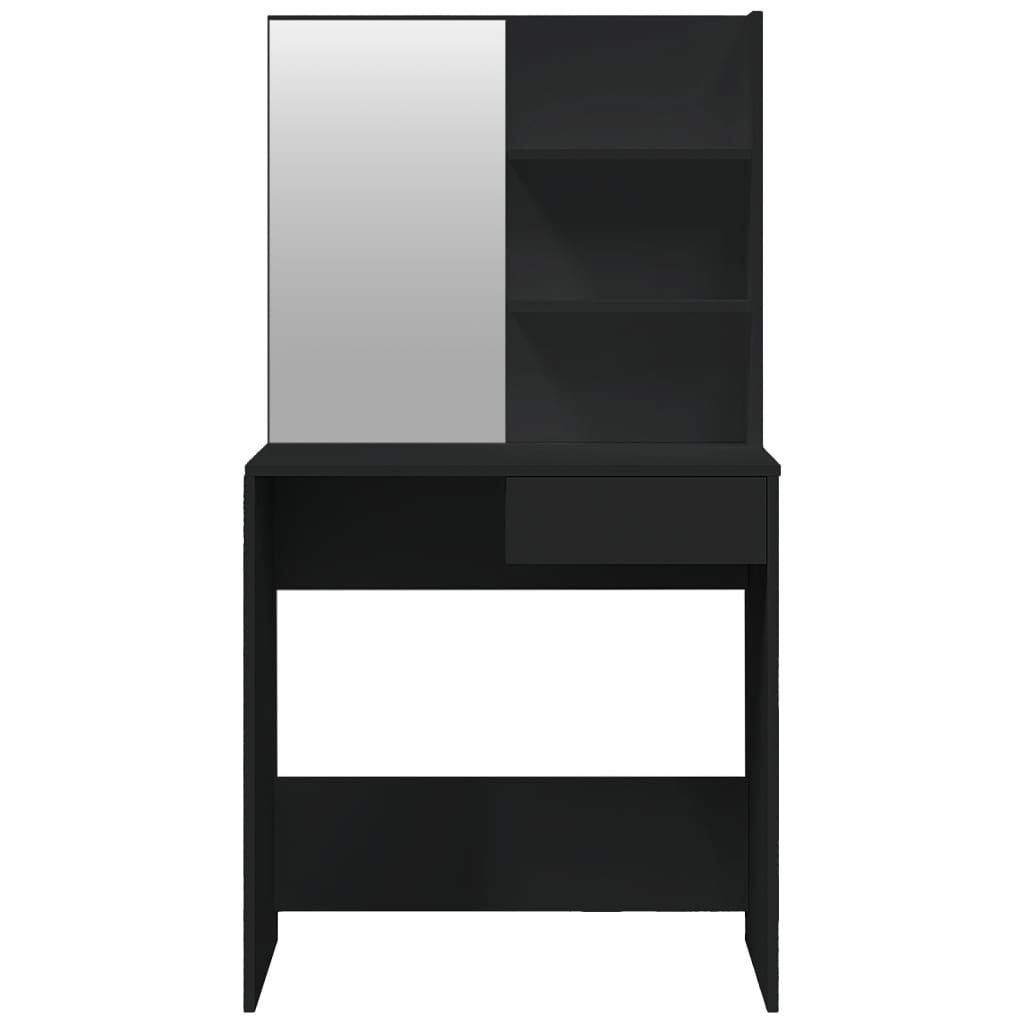 vidaXL Tocador con espejo negro 74,5x40x141 cm