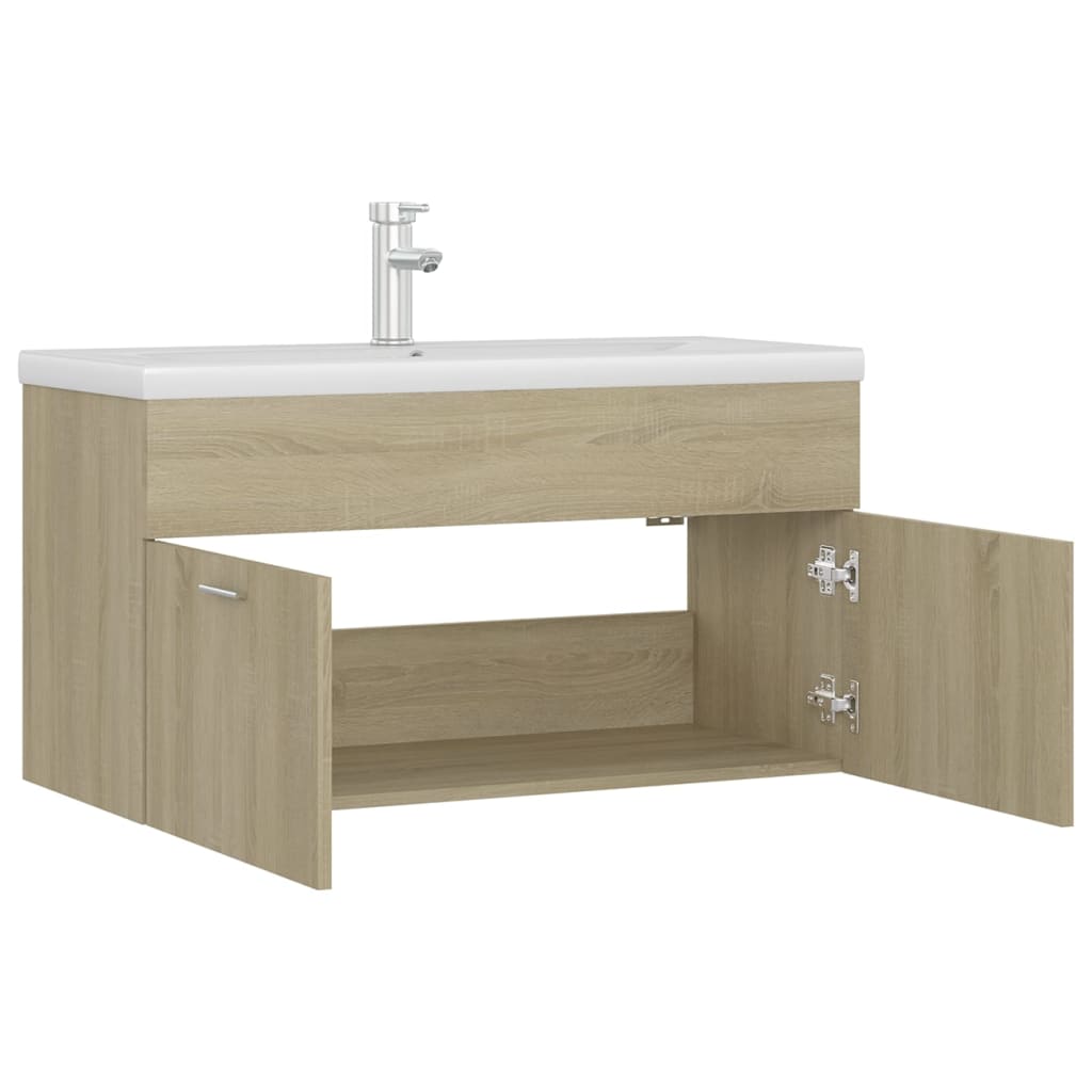 vidaXL Mueble con lavabo madera de ingeniería roble Sonoma