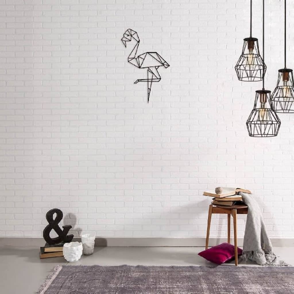 Homemania Adorno de pared Flamingo acero negro 31x50 cm