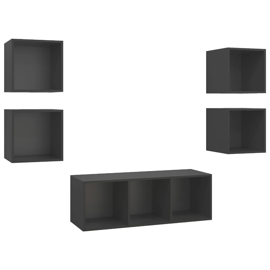 vidaXL Juego de muebles de salón 5 piezas madera de ingeniería gris