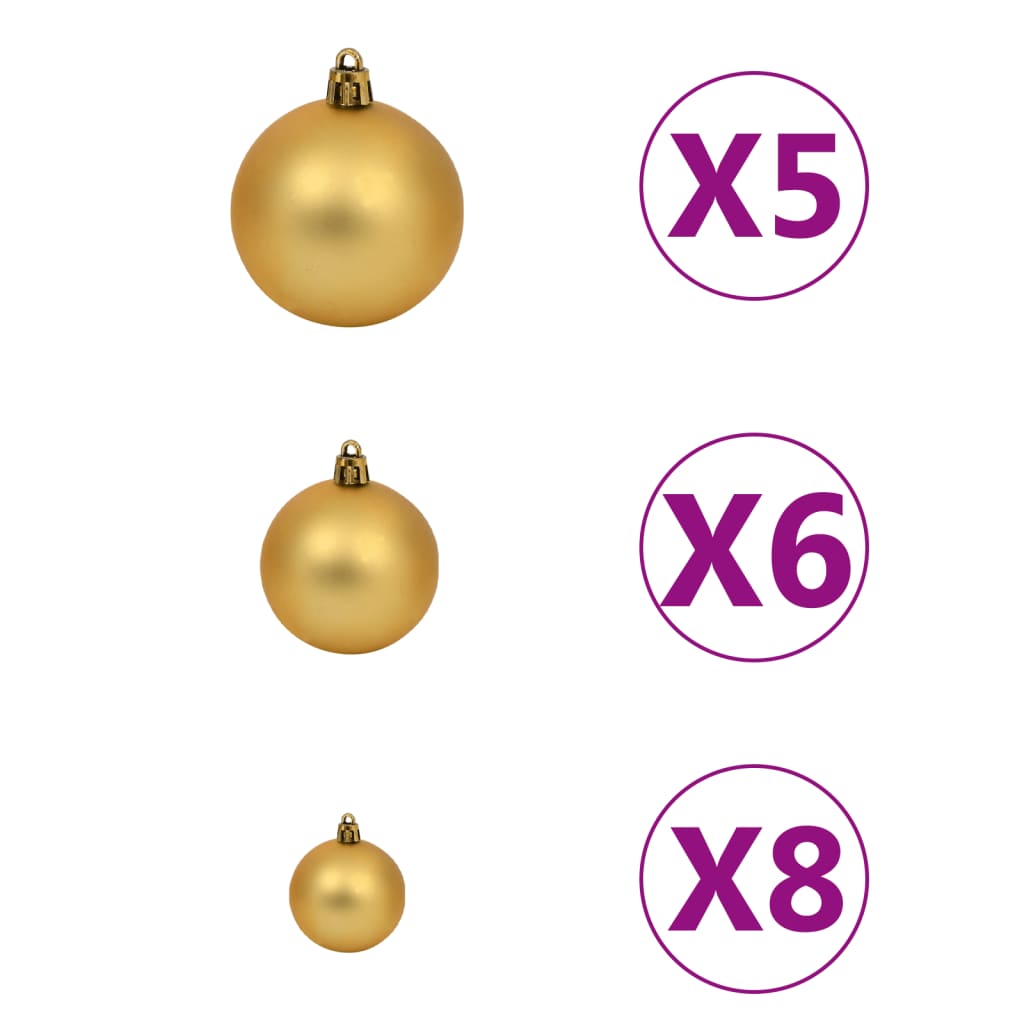 vidaXL Set de bolas de Navidad 61 pzas con pico 150 LED dorado bronce