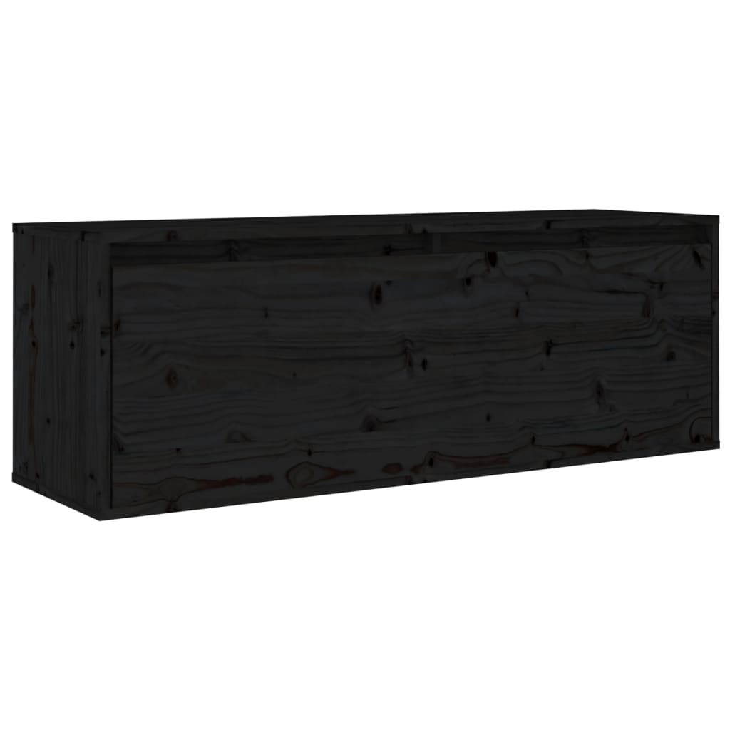 vidaXL Armario de pared de madera maciza de pino negro 100x30x35 cm