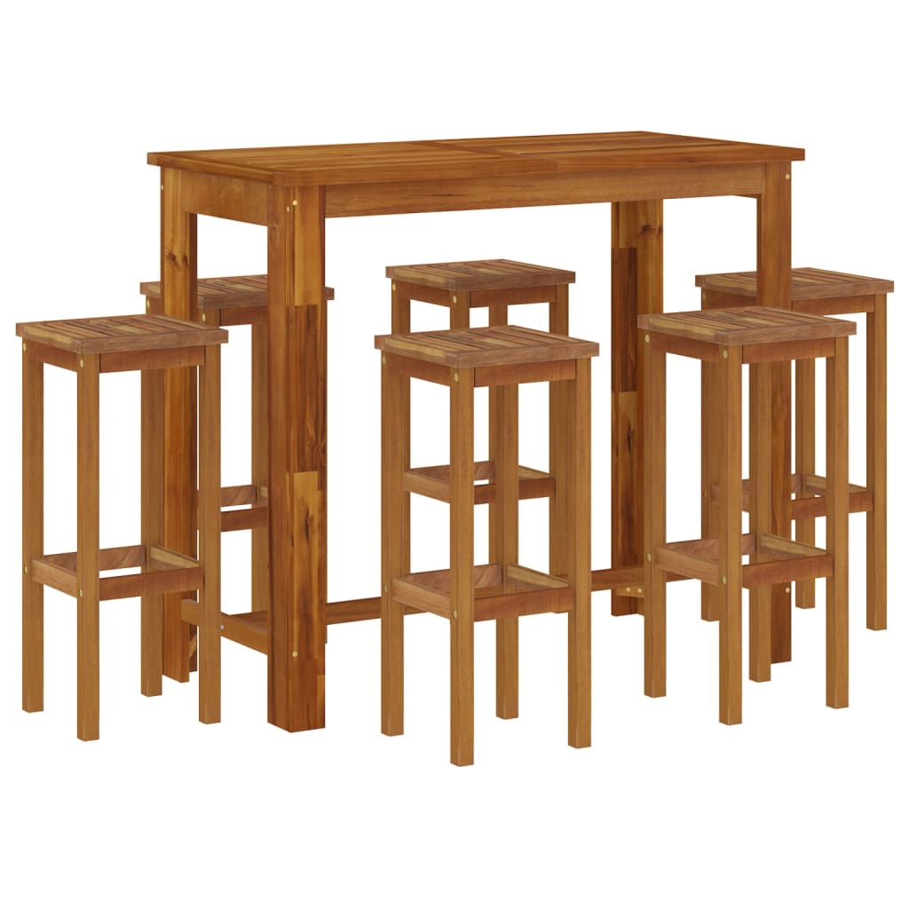 vidaXL Juego muebles de bar de jardín 7 piezas madera maciza de acacia