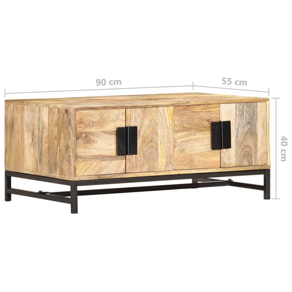 vidaXL Mesa de centro de madera maciza de mango 90x55x40 cm