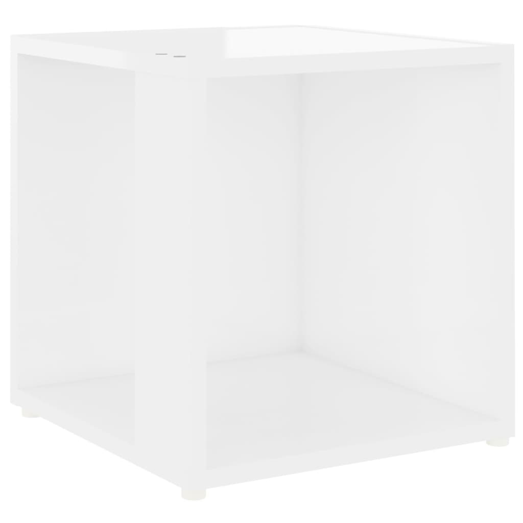 vidaXL Mesa auxiliar madera contrachapada blanco brillo 33x33x34,5 cm
