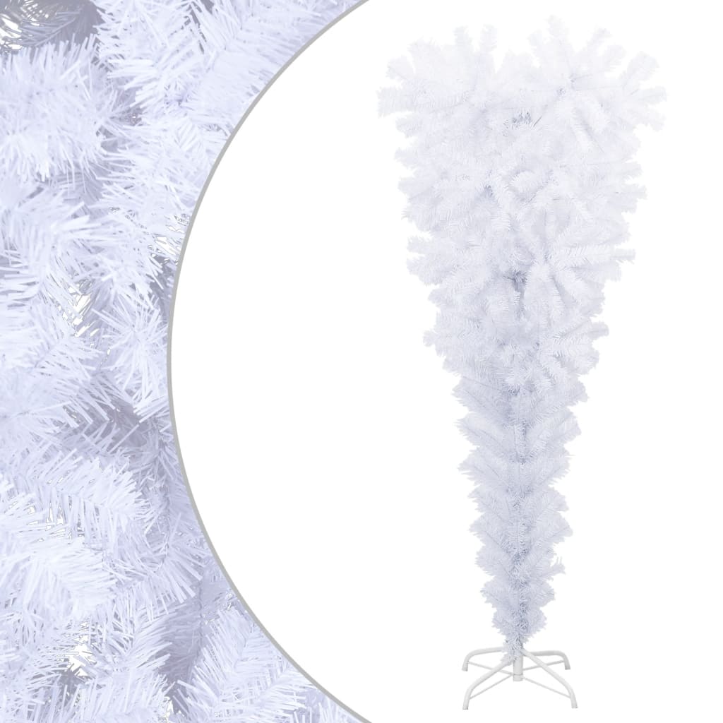 vidaXL Árbol de Navidad artificial al revés con soporte blanco 120 cm