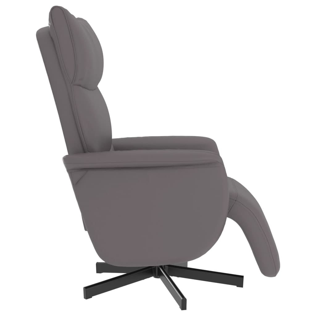 vidaXL Sillón reclinable con reposapiés cuero sintético gris