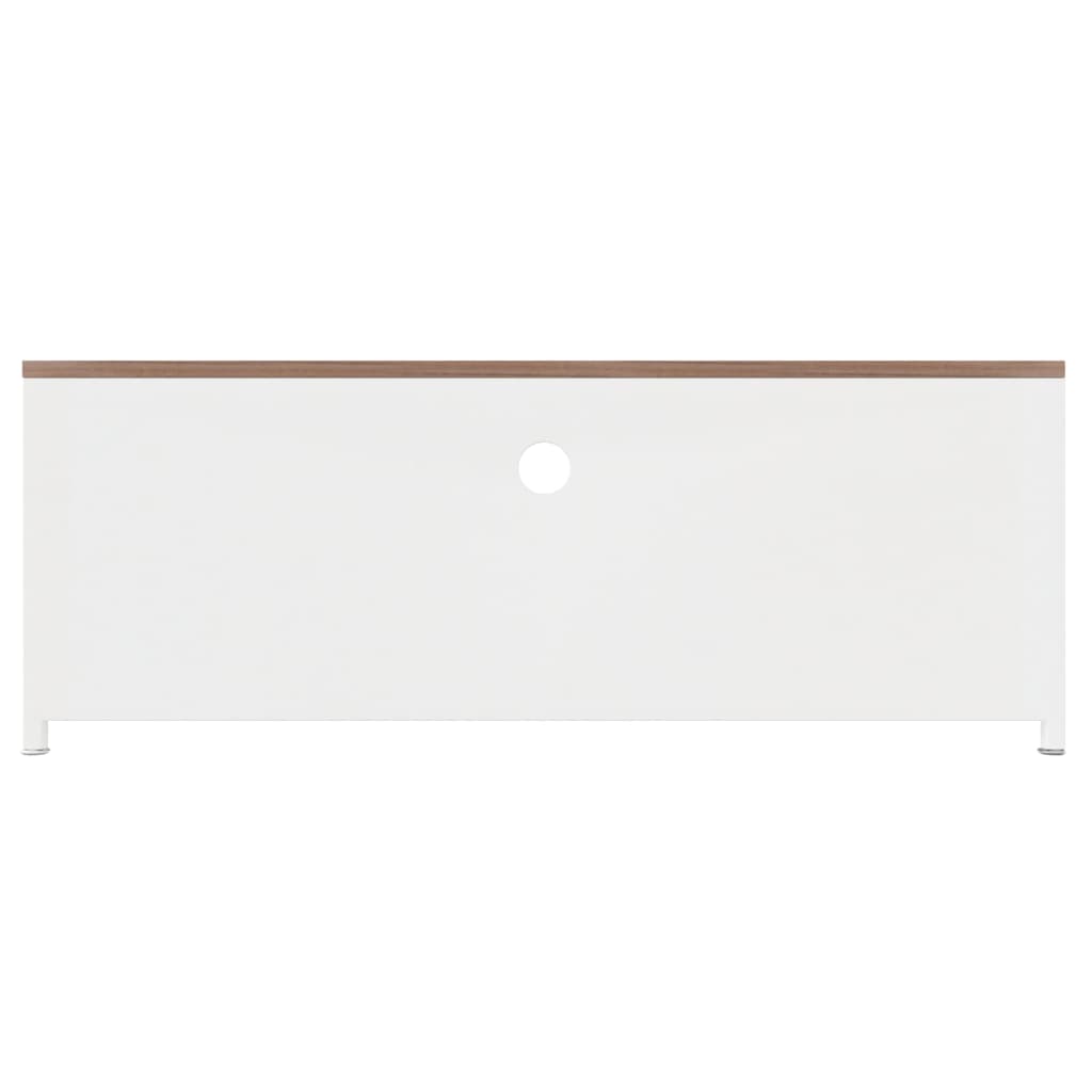 vidaXL Mueble de TV hierro y madera maciza de abeto blanco 110x30x40cm
