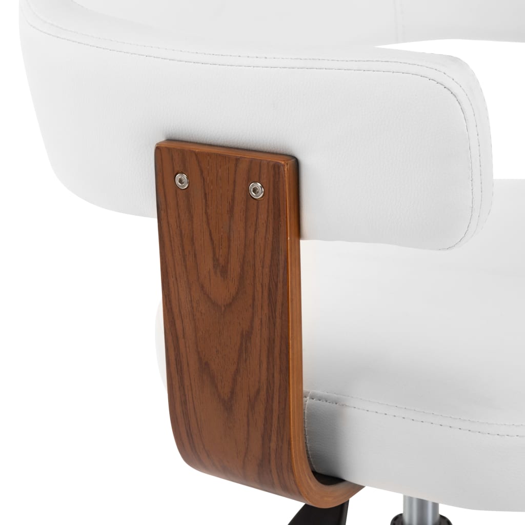 vidaXL Silla comedor giratoria madera curvada cuero sintético blanco