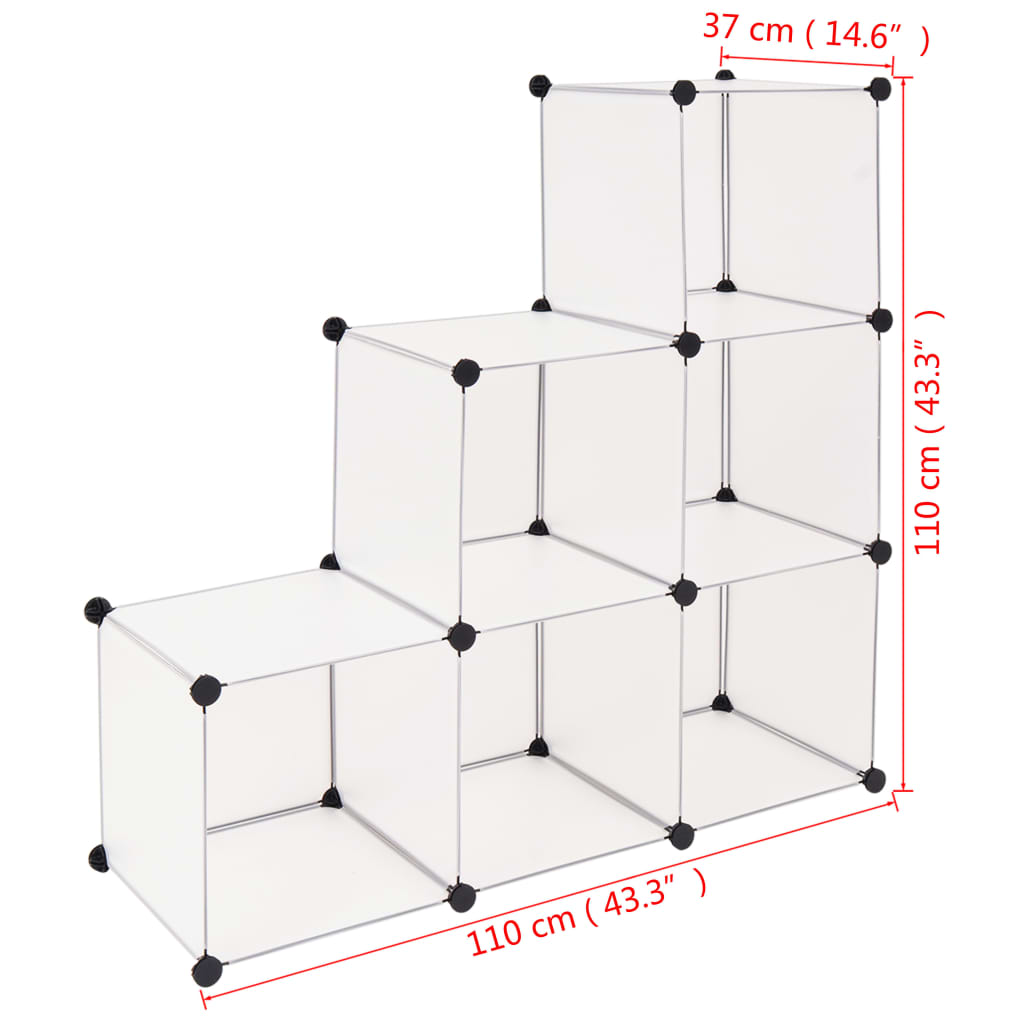 vidaXL Estantería de cubos con 6 compartimentos blanco