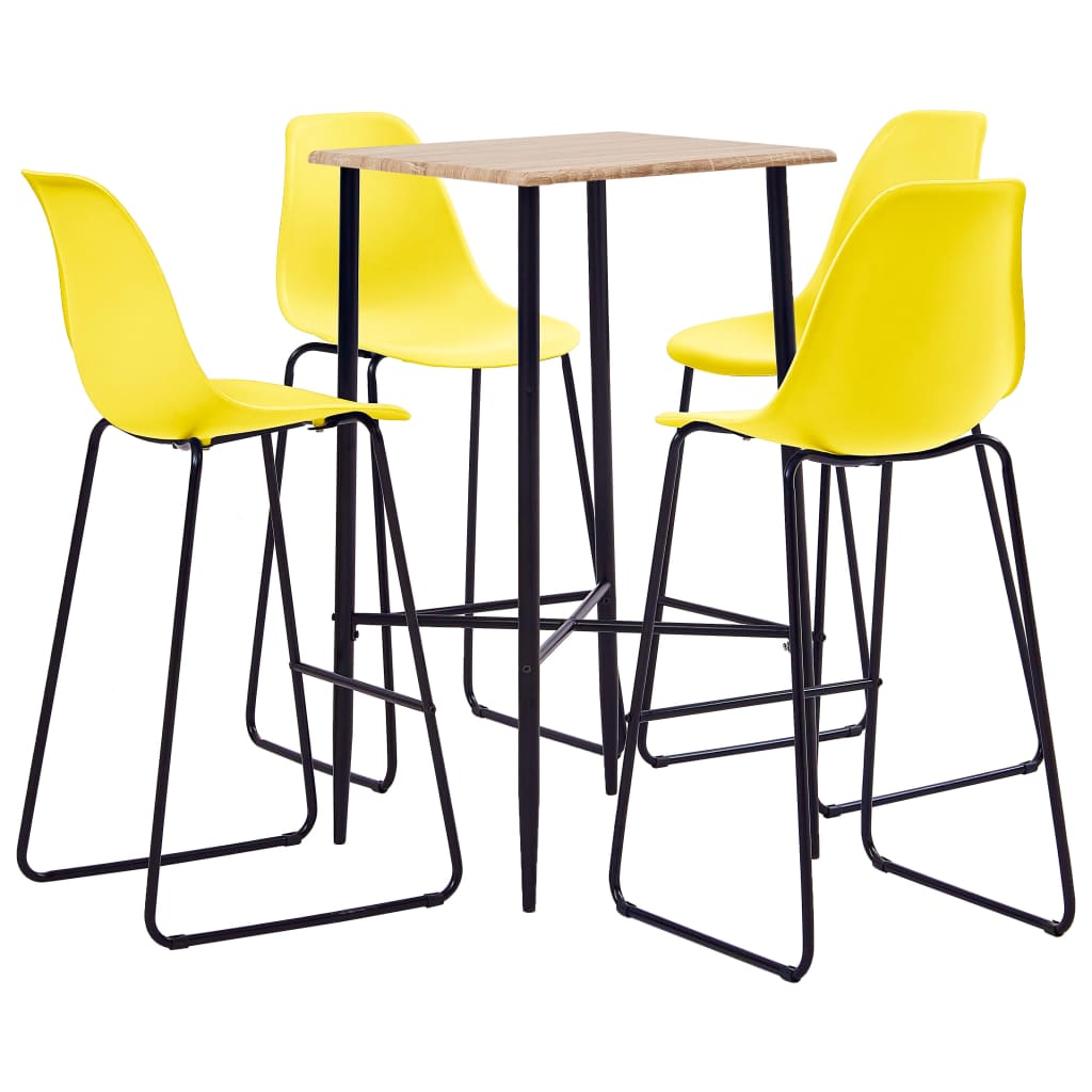 vidaXL Juego de mesa alta y taburetes 5 piezas plástico amarillo