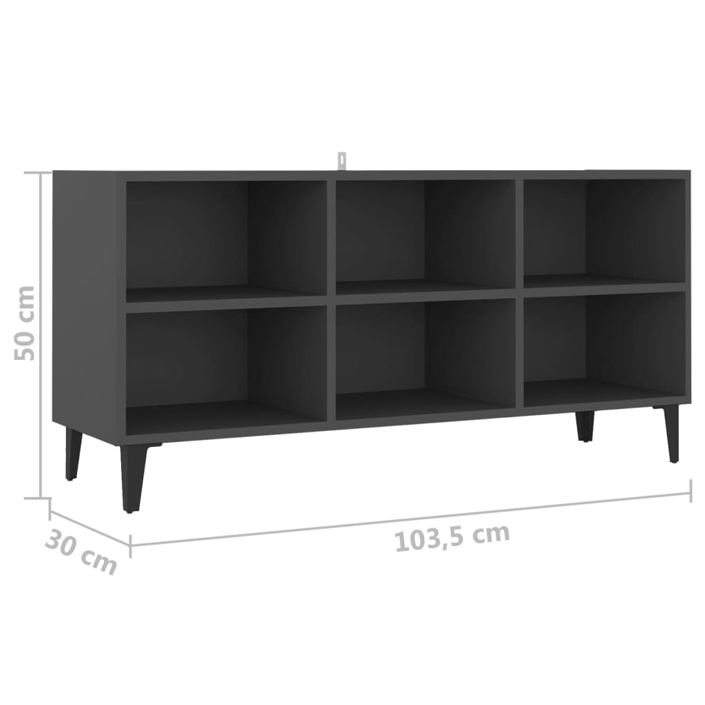 vidaXL Mueble de TV con patas de metal gris 103,5x30x50 cm
