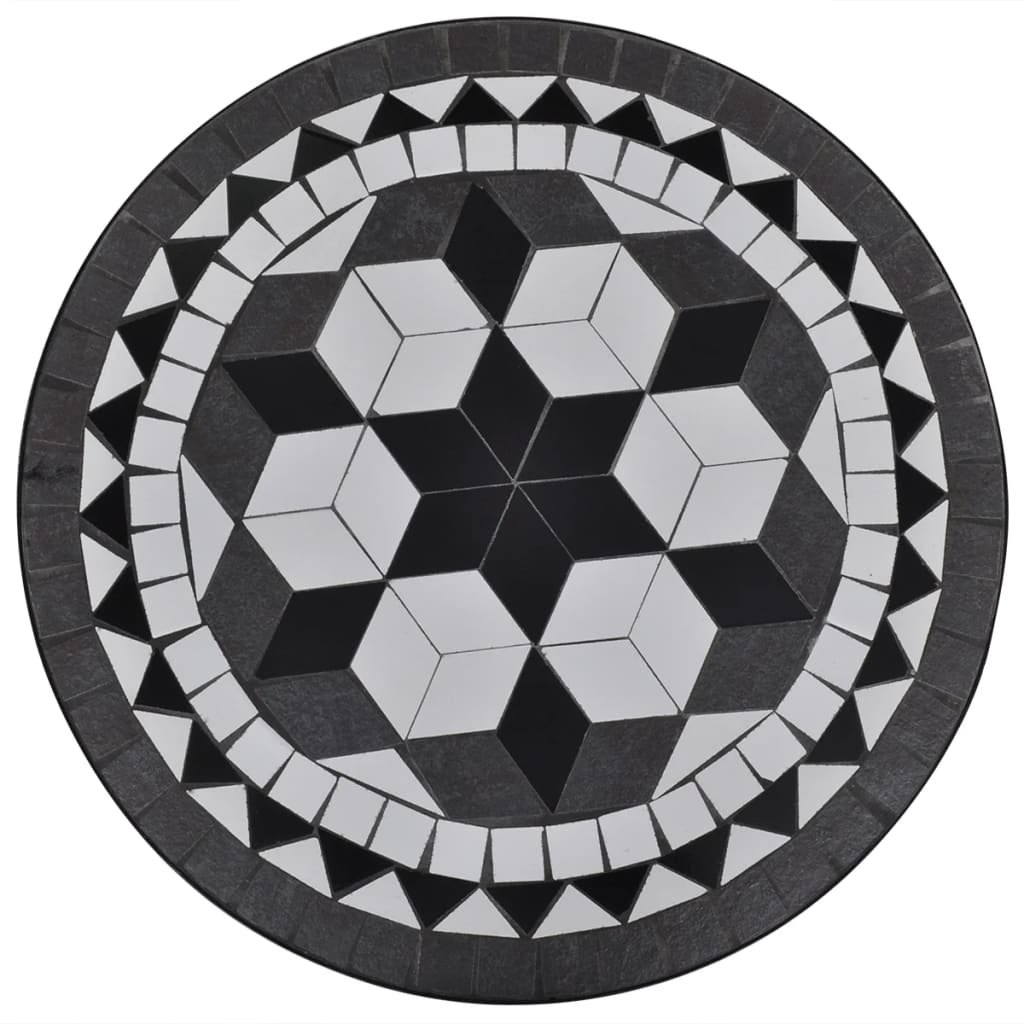 vidaXL Mesa de bistro terraza mosaico negro y blanco 60 cm