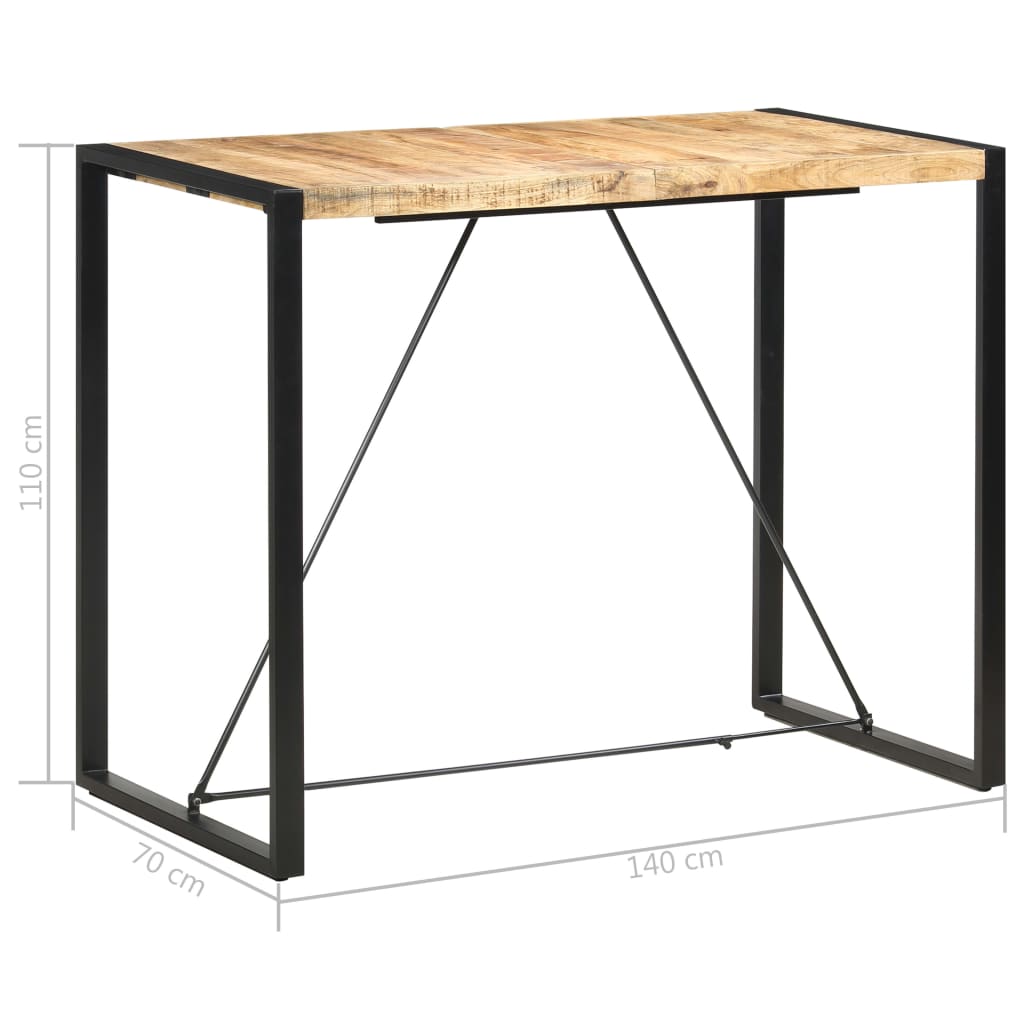 vidaXL Mesa alta de cocina de madera maciza de mango 140x70x110 cm