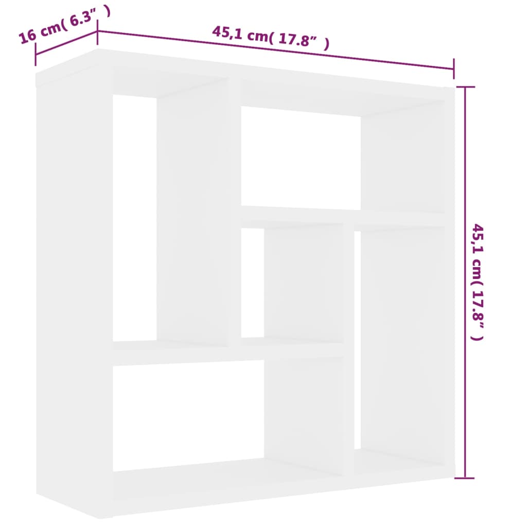 vidaXL Estantería de pared madera contrachapada blanco 45,1x16x45,1 cm