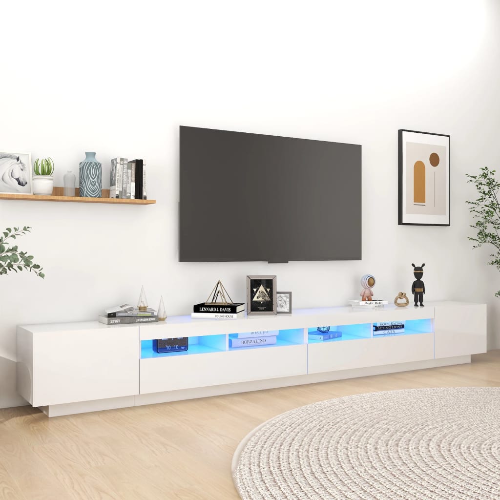 vidaXL Mueble para TV con luces LED blanco brillante 300x35x40 cm
