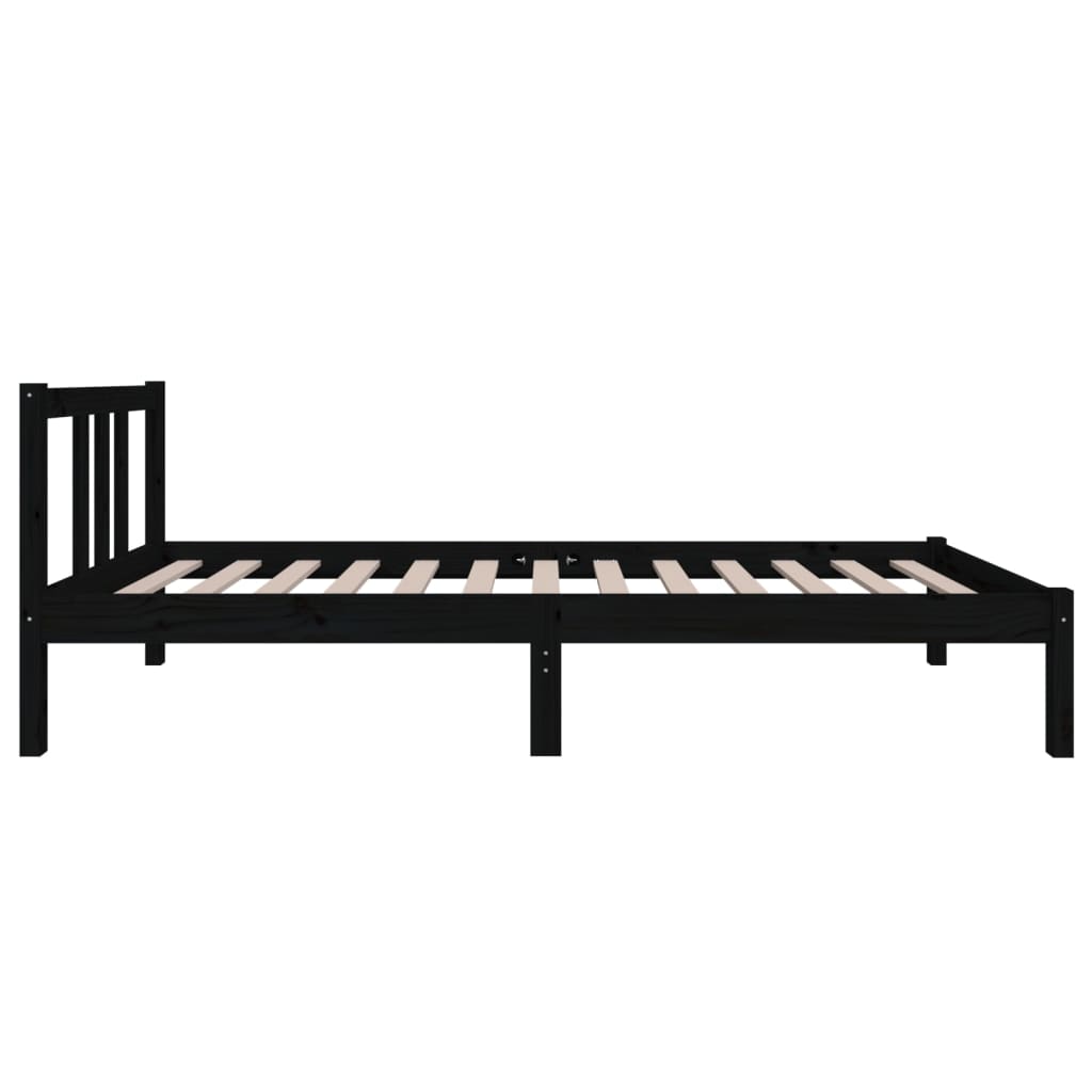 vidaXL Estructura de cama madera maciza individual negra 75x190 cm