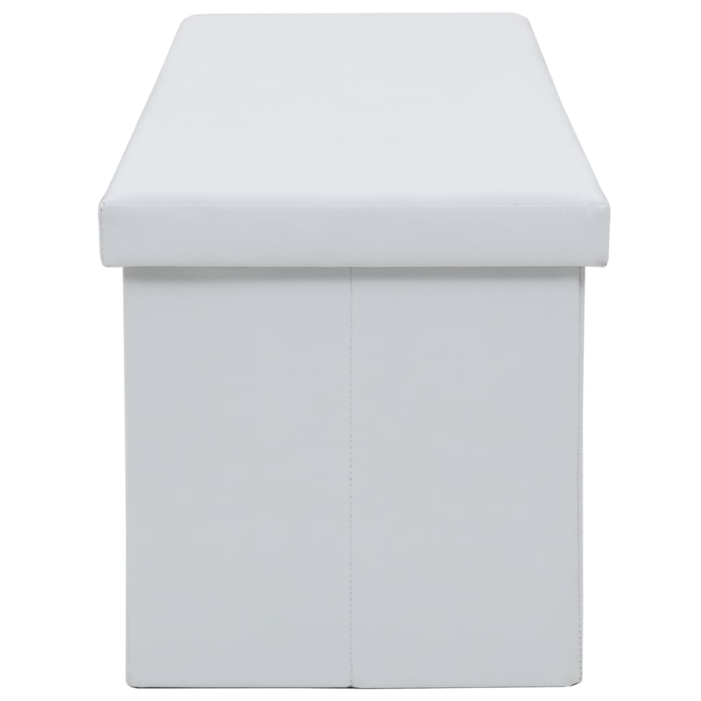vidaXL Banco de almacenaje plegable piel sintética 150x38x38 cm blanco