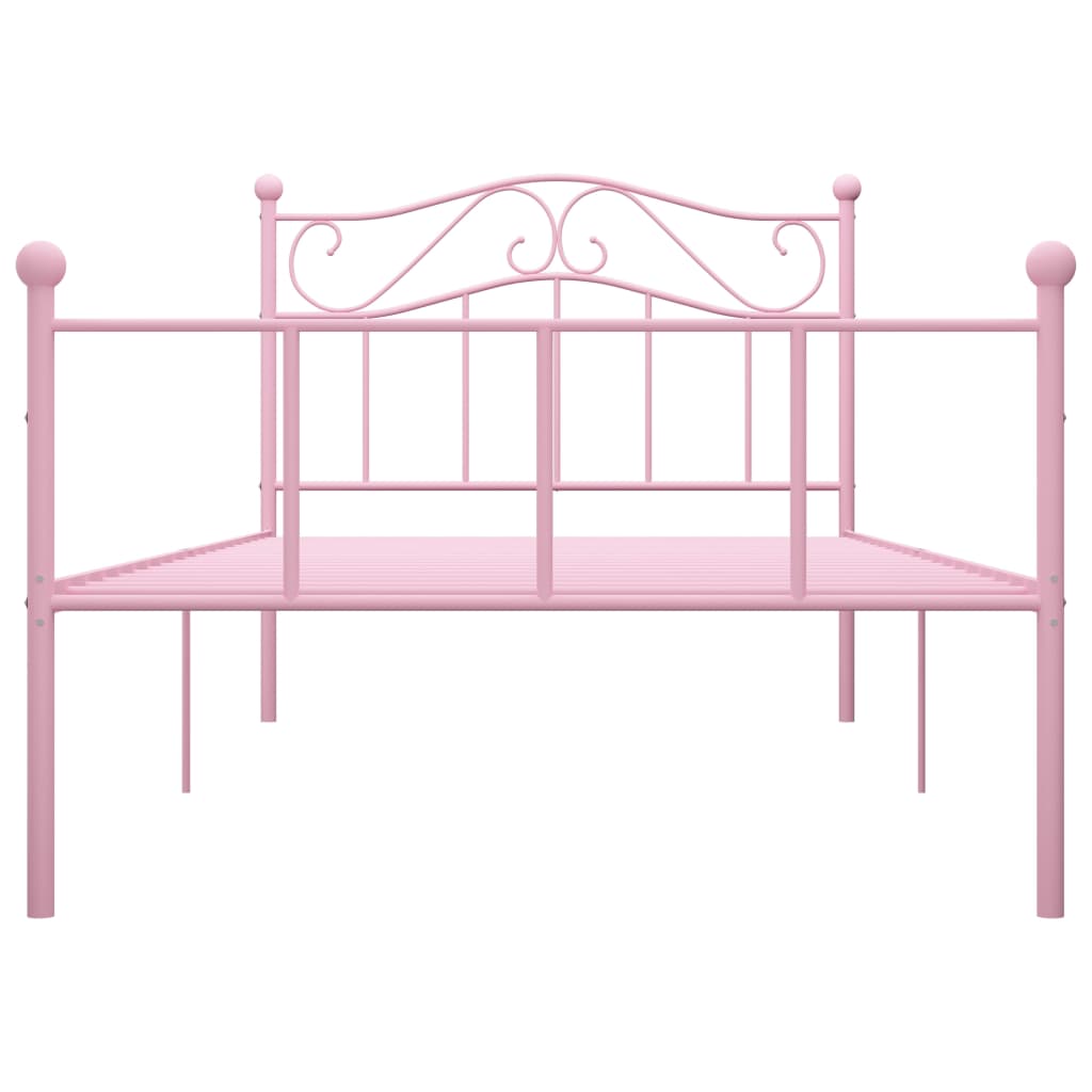 vidaXL Estructura de cama de metal rosa 90x200 cm